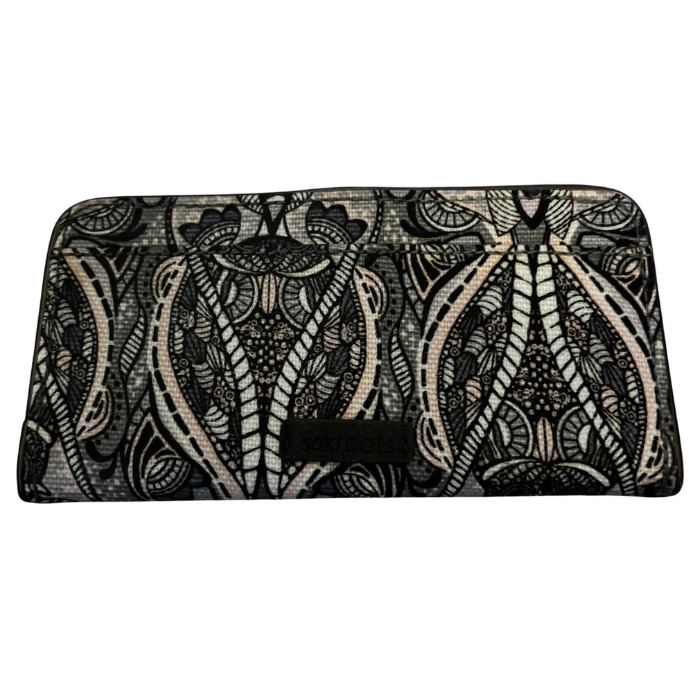 Sakroots Ecotwill Encino Essential Women's Wallet Black White Owl Design